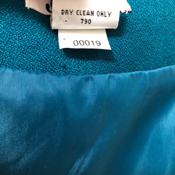 Double-breasted Teal Dress with Black Velvet Trim - Picture 12 of 16